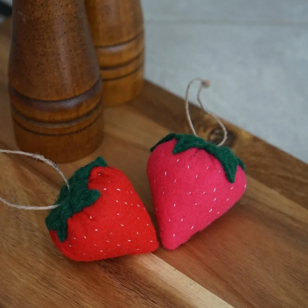Hand Sewn Felt Strawberry Ornament
